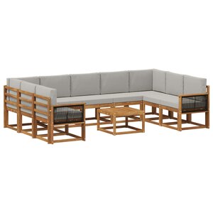 vidaXL Ensemble de canapés d'extérieur 10 pc Naturel et gris clair