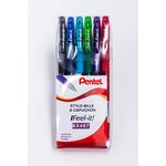 Pochette de 6 stylos bille à capuchon ifeel-it! Bx487 couleurs assorties pentel