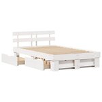 vidaXL Lit blanc avec tiroirs - 135x190 cm en pin massif
