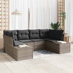 vidaXL Ensemble de canapé de jardin avec coussin 6 Pièces Gris Poly rotin