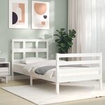 vidaXL Cadre de lit sans matelas blanc bois massif