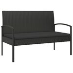 vidaXL Banc de jardin avec coussin noir 105 cm résine tressée