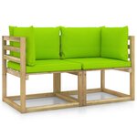 vidaXL Canapés d'angle de jardin 2Pièces et coussins Pin imprégné de vert
