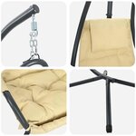 vidaXL Chaise suspendue Pliant Manuel Beige 94 x 107 x 196.5 cm Acier