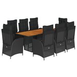 vidaXL Ensemble à manger de jardin 9Pièces coussins noir résine tressée