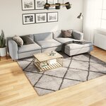 vidaXL Tapis shaggy à poils longs moderne beige anthracite 240x240 cm