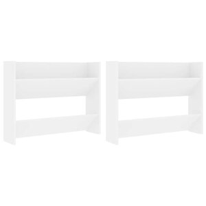 vidaXL Armoires à chaussures murales 2 Pièces Blanc 80x18x60 cm Aggloméré