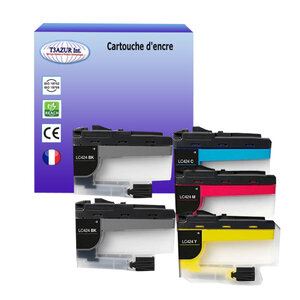 T3AZUR - Lot de 5 Cartouches compatibles Brother LC424 pour Brother DCP-J1200  DCP-J1200DW  DCP-J1200W  DCP-J1200WE