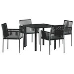 vidaXL Ensemble de salle à manger pour jardin 5 Pièces Noir Rotin PE