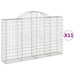 vidaXL Paniers à gabions arqués 11 Pièces 200x30x120/140 cm Fer galvanisé