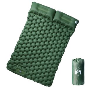 vidaXL Matelas de camping autogonflant avec oreillers 2 personnes vert
