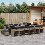 vidaXL Ensemble à manger de jardin 17 Pièces et coussins résine tressée