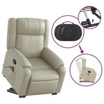 vidaXL Fauteuil inclinable de massage Crème Similicuir