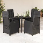 vidaXL Ensemble à manger de jardin coussins 5Pièces Noir Résine tressée