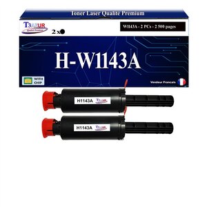T3AZUR -2x Toners compatibles avec HP W1143A (143A) pour HP Neverstop Laser 1001nw  Neverstop Laser MFP 1201n  1202nw  1202w