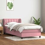 vidaXL Sommier à lattes de lit avec matelas rose 100x220 cm velours