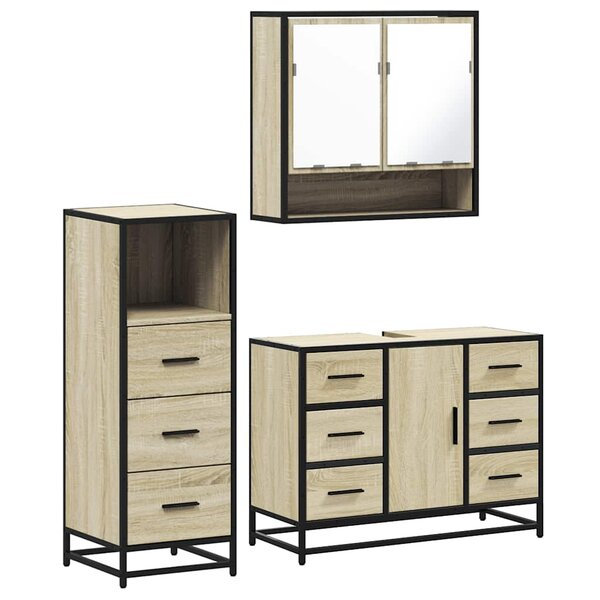 vidaXL Ensemble de meubles de salle de bain 3 Pièces chêne sonoma