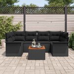 vidaXL Ensemble de canapé de jardin 7 Pièces Noir Poly rotin