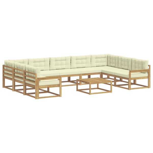vidaXL Ensemble de canapés d'extérieur 10 pc Blanc et crème