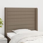 vidaXL Tête de lit avec oreilles Taupe 93x16x118/128 cm Tissu