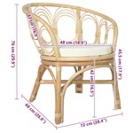 vidaXL Chaise à manger avec coussin Rotin naturel et lin