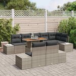 vidaXL Ensemble de canapé de jardin 9 Pièces Gris Poly rotin