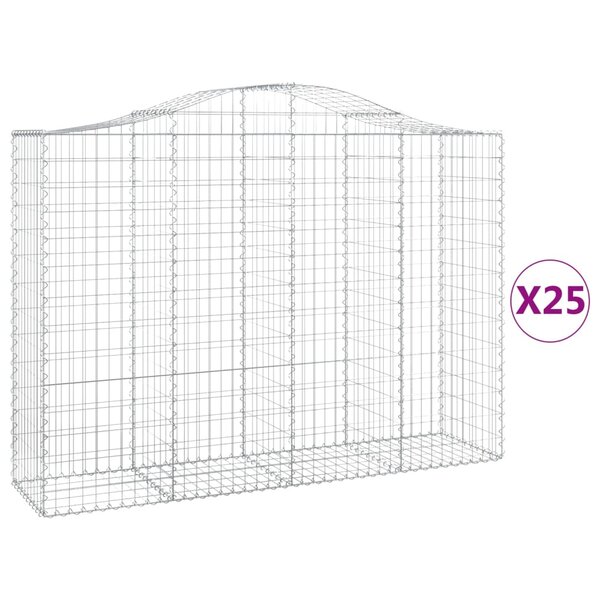 vidaXL Paniers à gabions arqués 25 Pièces 200x50x140/160 cm Fer galvanisé