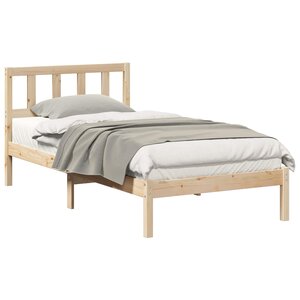 vidaXL Cadre de lit avec tête de lit Marron 90 x 190 cm Pin massif