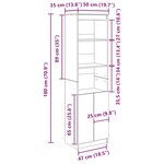 vidaXL Buffet haut chêne artisanal 50x35x180 cm bois d'ingénierie