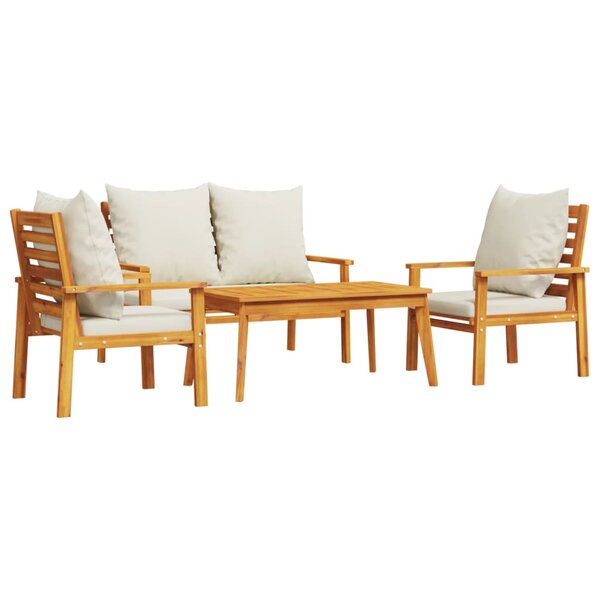 vidaXL Salon de jardin 4 Pièces avec coussins Bois d'acacia solide