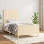 vidaXL Cadre de lit avec tête de lit Crème 90x200 cm Tissu