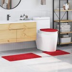 vidaXL Tapis de bain 3 Pièces Rouge 50 x 50 cm Polypropylène