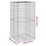 vidaXL Panier gabion avec couvercle 100x100x200 cm fer galvanisé