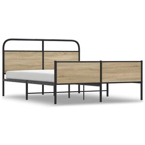 vidaXL Cadre de lit en métal sans matelas chêne fumé 160x200 cm
