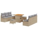 vidaXL Ensemble de canapé de jardin 9 Pièces Beige Poly rotin