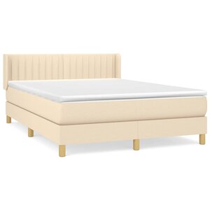 vidaXL Sommier à lattes de lit avec matelas Crème 140x190 cm Tissu