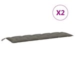 vidaXL Coussins de banc de jardin lot de 2 gris foncé mélangé tissu