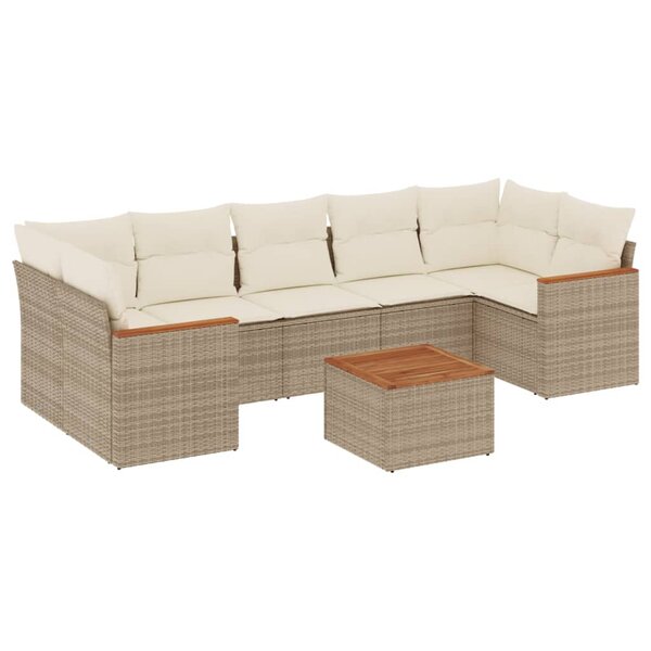 vidaXL Salon de jardin avec coussins 8 Pièces beige résine tressée