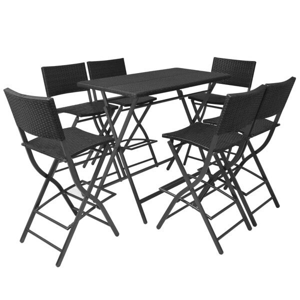 vidaXL Ensemble à manger d'extérieur pliable 7Pièces Acier Résine tressée