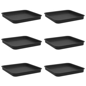 vidaXL Plateau carré à fleurs 6 pc Noir 25 5 x 25 5 x 2 5 cm Plastique