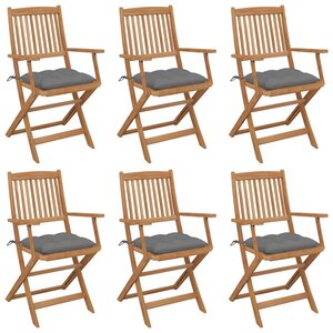 vidaXL Chaises pliables de jardin lot de 6 avec coussins Bois d'acacia