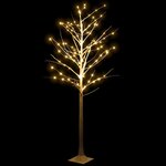 vidaXL Bouleau blanc à LED 128 LED Blanc chaud 220 cm