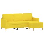 vidaXL Canapé à 3 places avec repose-pieds Jaune clair 180 cm Tissu