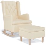 vidaXL Fauteuil avec pieds à bascule et tabouret Crème Tissu