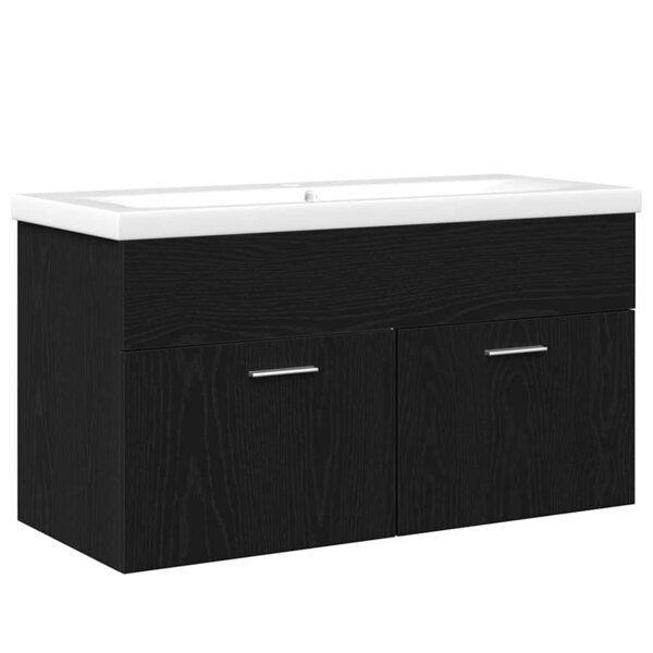 vidaXL Armoire d'évier Chêne noir 90 x 38.5 x 46 cm Bois d'ingénierie