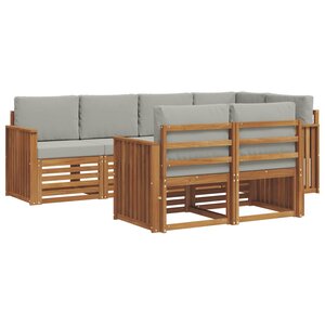 vidaXL Ensemble de canapé d'angle 7 Pièces Gris Naturel et Clair