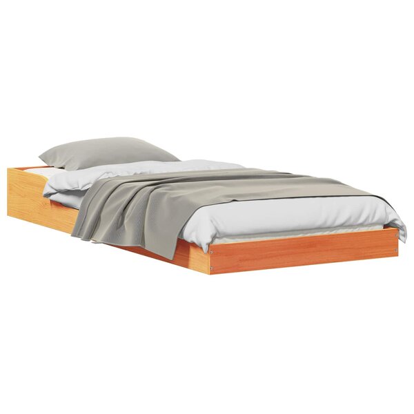 vidaXL Cadre de lit Brun cire 100 x 200 cm Pin massif
