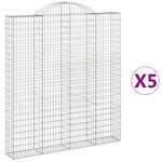 vidaXL Paniers à gabions arqués 5 Pièces 200x30x220/240 cm fer galvanisé