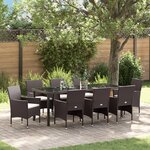 vidaXL Ensemble de Salle à Manger de Jardin 9 Pièces Marron Rattan Poly