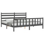 vidaXL Cadre de lit sans matelas gris 200x200 cm bois massif de pin